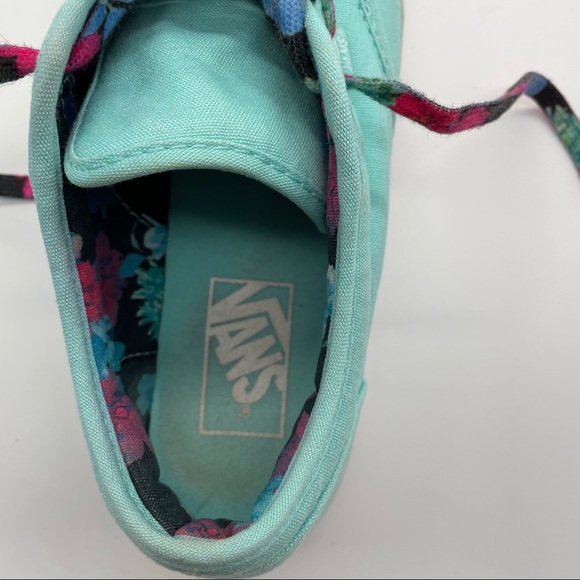 Vans light blue sneakers with floral laces and floral interior in women’s size 8 - Picture 8 of 11